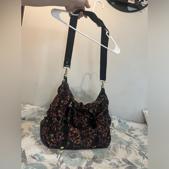 Extreamly Rare HTF Betsey Johnson Black and colorful floral skull studded duffle - Picture 7 of 14